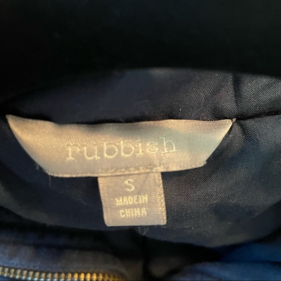 Small Rubbish Brand Navy Winter Coat with Faux Fur Trim Hood - Picture 4 of 5